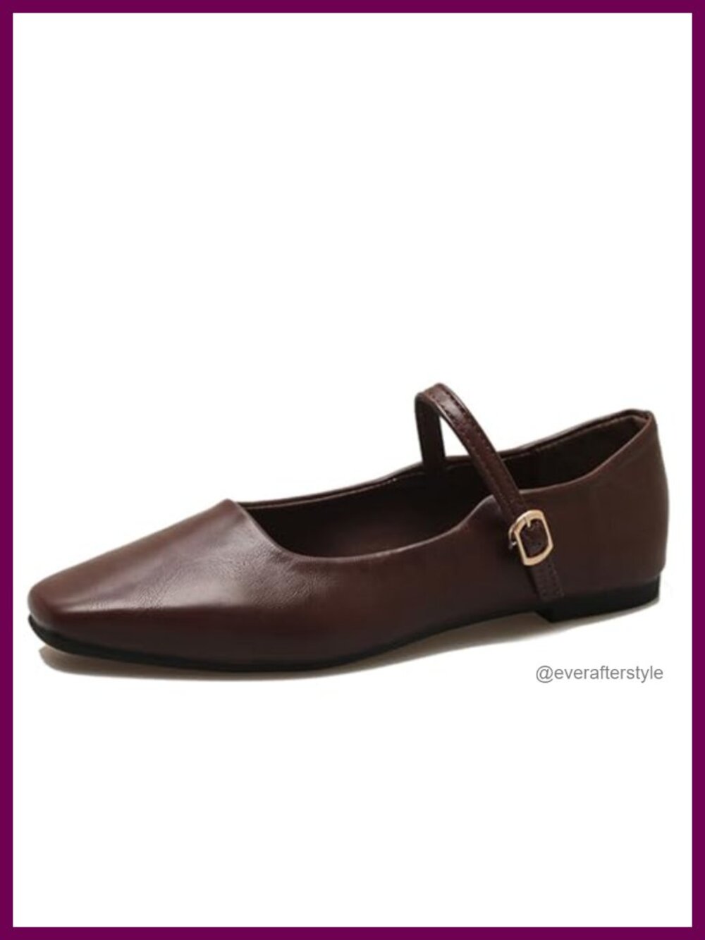 Women's Square Toe Mary Jane Flats with Buckle, Rhinestones, Block Heel